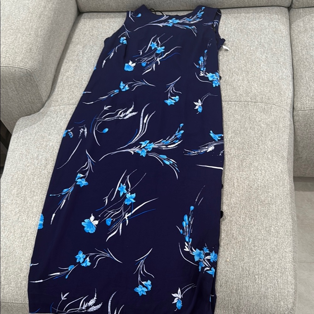 R&K Navy Blue Floral Maxi Dress